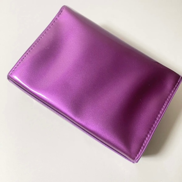Marc Jacobs Cosmetic Case Purple Teal Lined Button Closure Make-Up Bag Clutch - Picture 3 of 11